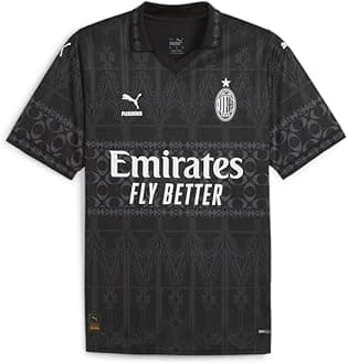 PUMA Mens Ac Milan Pleasures Collared Short Sleeve Jersey Casual - Black, Grey