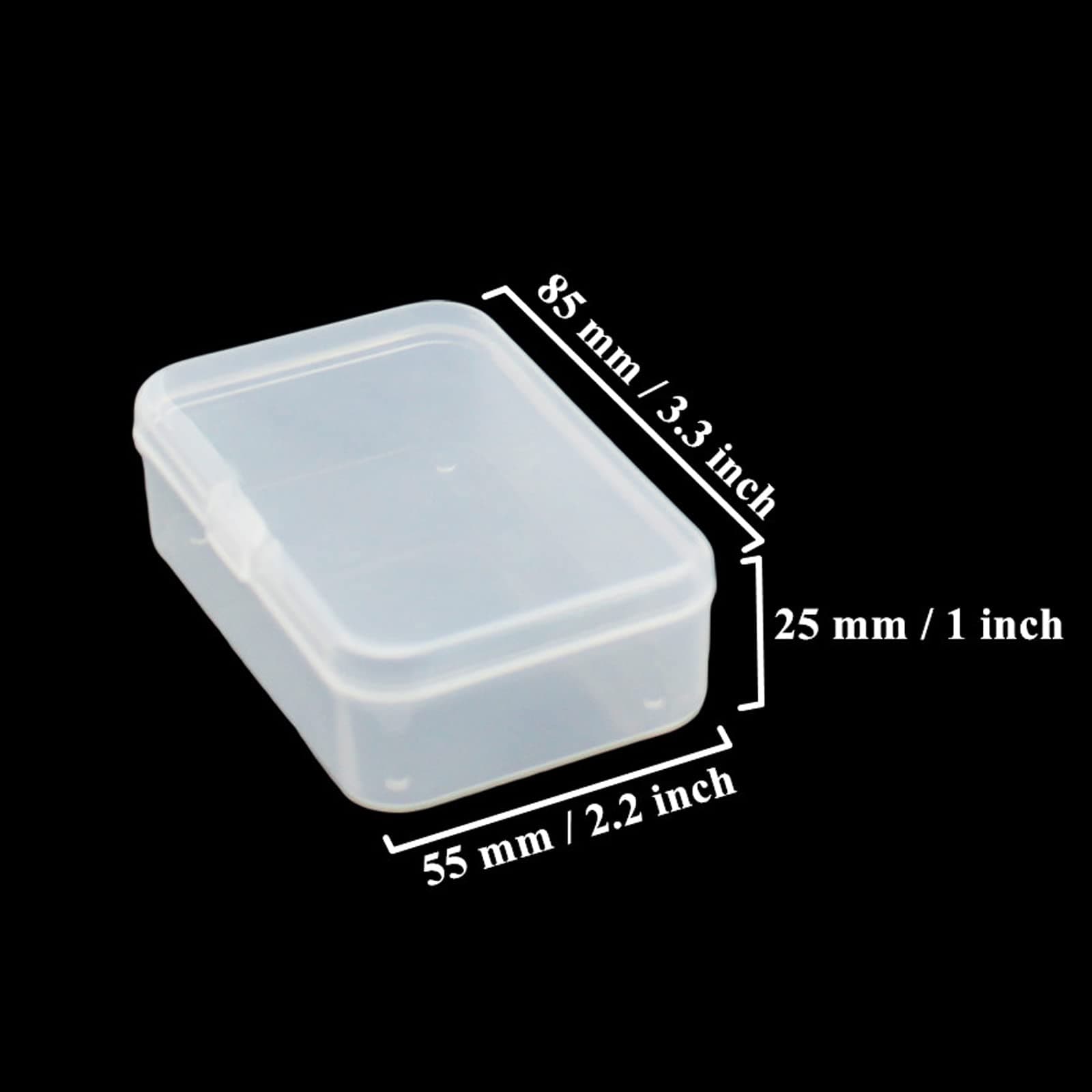 LJY 28 Pieces Rectangular Empty Mini Clear Plastic Organizer Storage Box Containers with Hinged Lids (85 x 55 x 25 mm, Transparent)