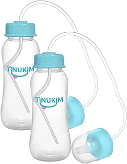 iFeed 9 Ounce Self Feeding Baby Bottle with Tube - Handless Anti-Colic Nursing System, Blue - 2-Pack