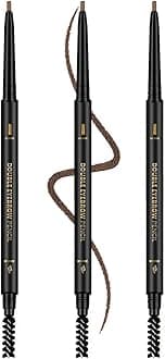 O'CHEAL 3Pcs Light Brown Eyebrow Pencil for Women, Premium Eye Brow Pencil with Spoolie Brush, Longwearing for Perfect Brows, Precision, Defines, Universal Waterproof Double-head Eyebrow Pen