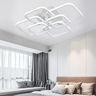 Modern LED Ceiling Light with 6 White Squares, 102W Flush Mount Pendant Light, Acrylic Chandelier for Living Room Bedroom Dining Room, 6000K Cool White Light Only [Energy Class A++]