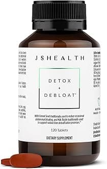JSHealth Detox + Debloat. Bloating Relief for Women with Milk Thistle, Turmeric, and Fennel. Liver Health and Gut Support. Nutritionist-Formulated (120 Tablets)