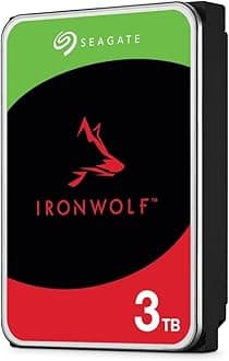 Seagate IronWolf, 3TB, NAS, Internal Hard Drive, CMR, 3.5 Inch, SATA, 6GB/s, 5,400 RPM, 256MB Cache, for RAID Network Attached Storage, 3 year Rescue Services (ST3000VN006)
