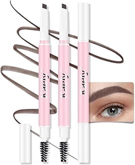 AMY'S DIARY3pcs Dark Brown Eyebrow Pencil Retractable Definer, Dual-Sided Brow Brush, Fine Tip, Shapes, Defines, Fills Brow Makeup Flapiz Para Cejasills (dark brown)