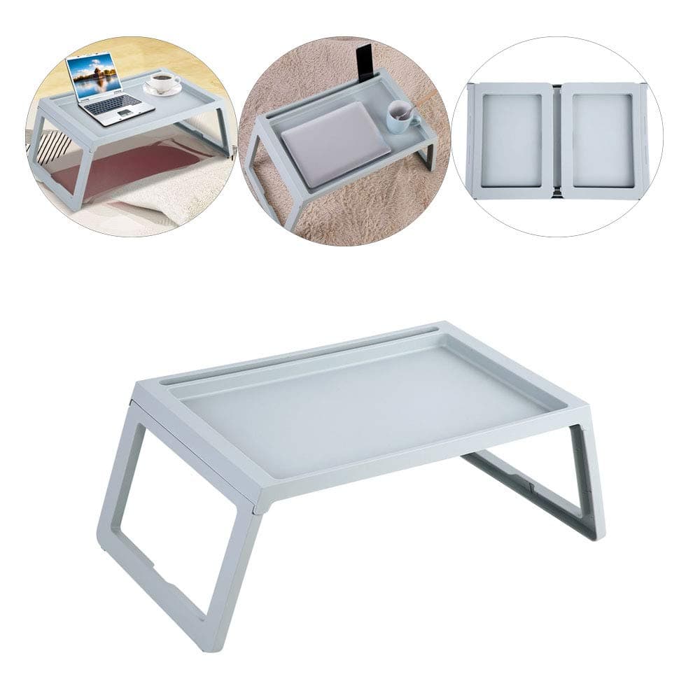 Portable Bed Table, Folding Breakfast Bed Table Computer Laptop Tablet Notebook Holder Rack Serving Tray (Blue)