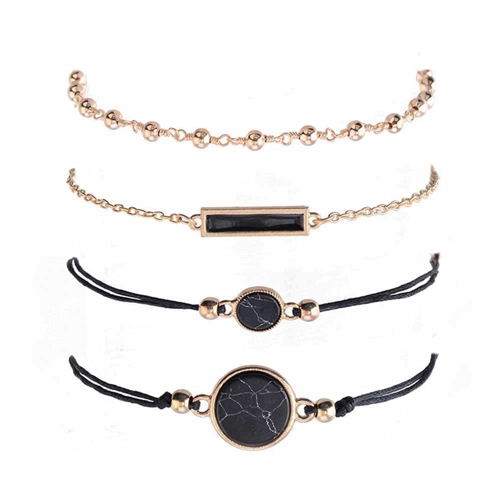 SOWUGI4PCS Triangle Knot Stackable Open Cuff Bracelet Set Bangle Women