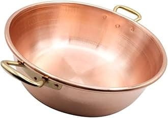 100% Made in Italy - Copper Jam Pan – 13 x 3,5 inch – 4.4 Quart – Copper pan to make homemade jam – Pan with 2 handles – Handmade – Pure Copper – Hand hammered