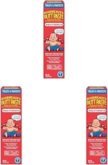 Boudreaux's Butt Paste Maximum Strength Diaper Rash Cream, Ointment | For Baby | 4 oz Tube | Pack of 3