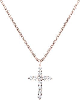 PAVOI 14K Gold Plated Cubic Zirconia Cross Necklace for Women | Cross Faith Pendant Necklaces