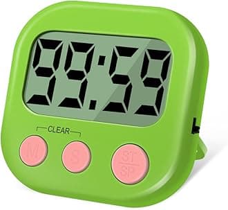 Kitchen Timer, Digital Visual Timer Magnetic Clock Stopwatch Countdown Clock, Large LCD Screen Display Big Digits, Loud Alarm for Cooking, Shower, Bathroom - Green