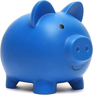 XDRELEC Cute Piggy Bank, Coin Bank for Boys and Girls, Unbreakable Plastic Money Bank，Children's Toy Gift Savings Jar (Dark Blue)