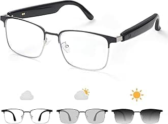 Smart Bluetooth Glasses, Blue Light Glasses for Women Men, Remote Shooting, Open Ear Sound Mic & Speakers, Magnetic Charging, Color-Changing Polarized Sunglasses Lenses, Voice Assistant（GS06S-2)