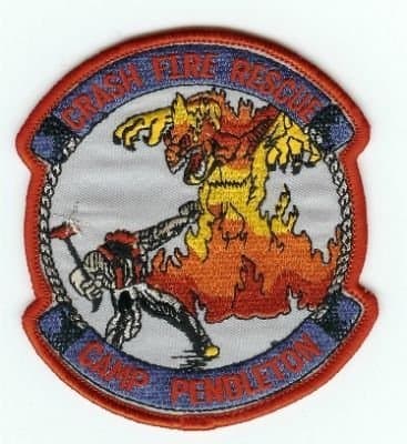 USMC Crash Fire Rescue Camp Pendleton 4" Hook & Loop Backed Military Patch