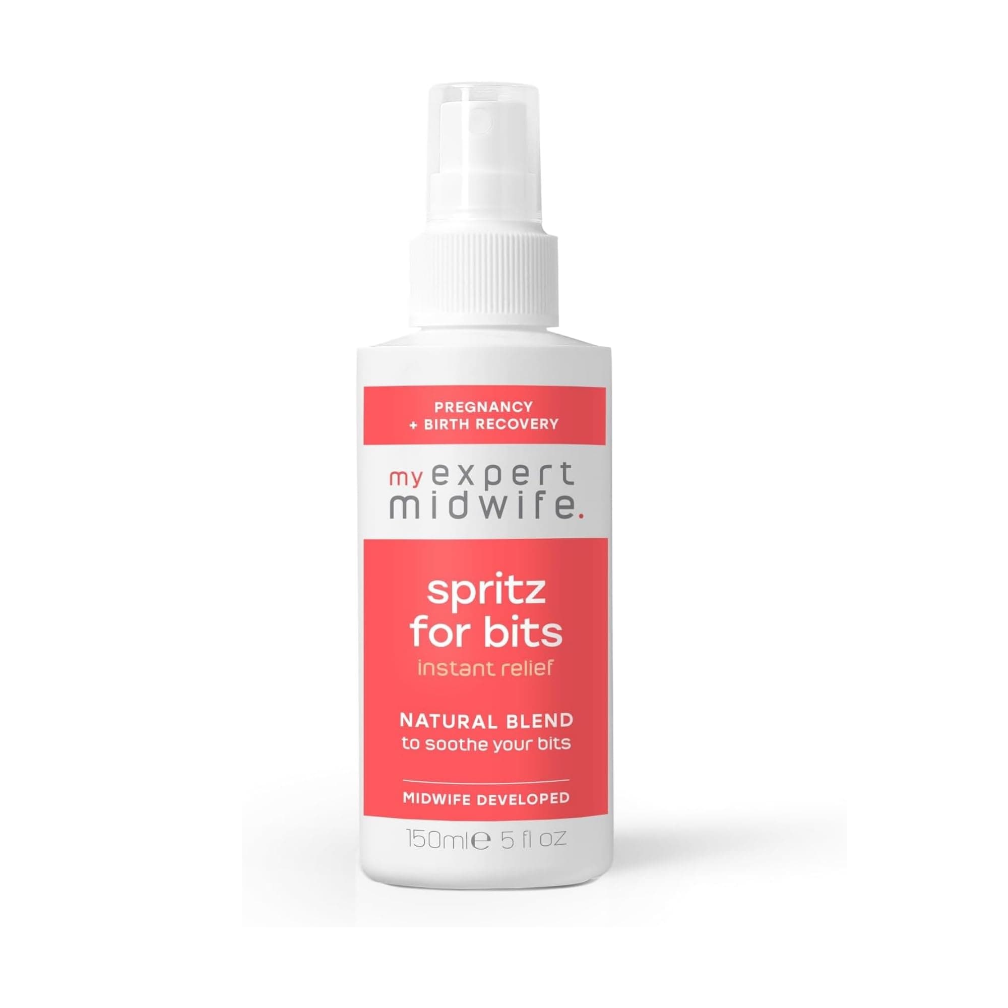 My Expert Midwife Spritz for Bits, 150ml Pregnancy & Postpartum Relief Spray to Ease Perineal Discomfort, Hospital Bag Maternity Essential, Natural Formula for Soothing Care Before & After Birth