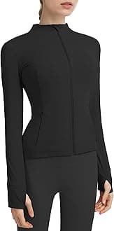 Locachy Women's Slim Fit Full Zip Athletic Running Sports Workout Jacket with Pockets