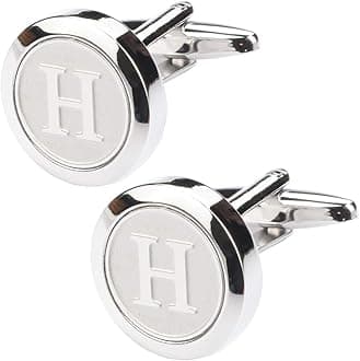 Dannyshi Men's Classic Stainless Steel Initial Cufflinks 26 Letters Business Wedding Shirts A-Z