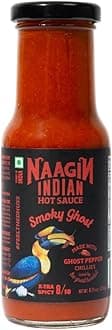 NAAGIN Indian Hot Sauce – Smoky Ghost (230g, 8.11 oz) | Ghost Pepper Sauce | Extra Spicy | Instant Taste Upgrade | 100% Vegan | No Artificial Colour & Flavours | Made in India