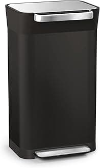 Joseph Joseph Intelligent Waste Titan Trash Compactor Kitchen Bin with Odour Filter, Holds Up to 90L After Compaction, Black, 30L