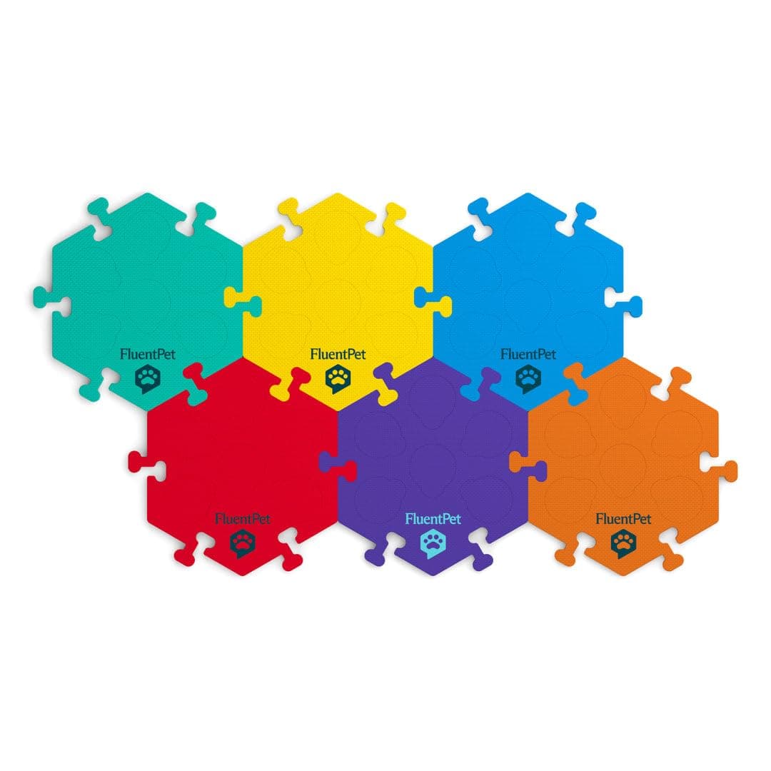 HexTiles - Bold 6-Pack | Accessory Dog and Cat Button Learning Kits | Can Hold Up to 6 Buttons | Soft, Durable, and Non-Slip | Gift for Pet Lovers | Comes in 12 Colors