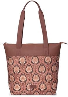ZOUK Printed Women's Jute Handcrafted Vegan Leather Everyday Tote