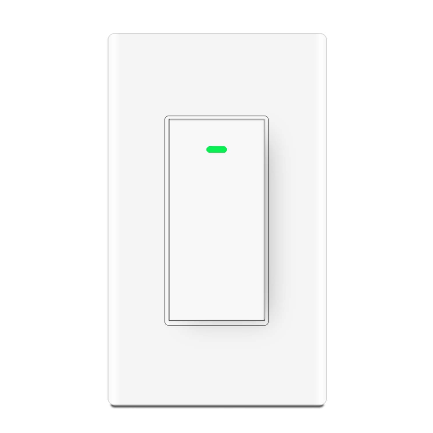 Smart Wifi Light Switch,Wireless Remote Control, Neutral Wire Required,Compatible with Amazon Alexa,Google Home, IFTTT, Physical Button