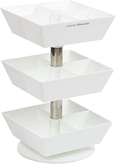 Mind Reader Anchor Collection, 3-Tier, 12-Compartment Tea and Condiment Carousel, Countertop Organizer, Breakroom, 6.75" L x 6.75" W x 11.5" H, White