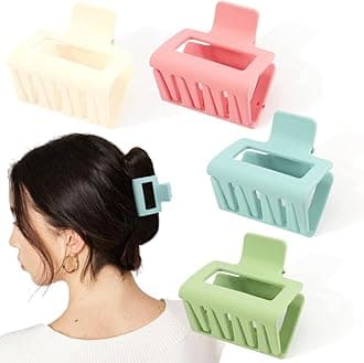 Ahoney Small Hair Clips Claw Clips for Thin Hair 2" Matte Hair Clips French Hair Claws Cute Hair Clips for Women, 4 Pack (Green/Pink/Blue/White)