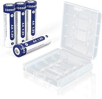 XTAR AA Battery 1.5V AA Lithium ion Batteries 3300mWh High Capacity, Quick Charge Double A Rechargeable Batteries 4 Packs with Battery Case(4 * 1.5V 3300mWh Batteries)
