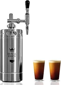 The Original Royal Brew Nitro Cold Brew Coffee Maker - Gift for Coffee Lovers - 128 oz Extra Large Home Keg, Nitrogen Gas System Coffee Dispenser Kit