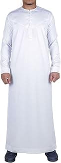 – Men's Thobe Jubba Islamic Clothing Muslim Kaftan Emirati Omani Satin Robe