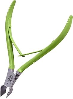 Professional Cuticle Trimmer Nail Cuticle Cutter Stainless Steel Cuticle Nippers with Sharp Blades of Cuticle Remover Clippers Manicure Tools Double Spring for Nail Care Pedicure Nail Tools (Green)