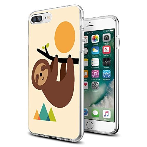 for iPhone 7 Plus 8 Plus Case Clear Design with Funny Cute Slept Sloth for iPhone Case 5.5" Flexible Protective Phone Cover for Girls Men Women Boys Shockproof Soft TPU Bumper Anti-Drop-Scratch