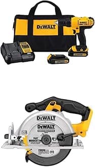 Dewalt DCD771C2 20V MAX Cordless Lithium-Ion 1/2 inch Compact Drill Driver Kit with DCS391B 20-Volt MAX Li-Ion Circular Saw