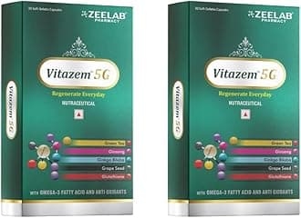 Zeelab Vitazem-5g with Omega-3 Fatty Acid and Antioxidants | Multivitamin Supplement (2 X 15 Soft Gelatin Capsules)