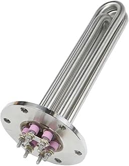 115mm Round Flange SUS304 Immersion Heating Element 220V/380V 12mm Water Boiler Heater 3KW/6KW/9KW/12KW (Color : 6KW L340MM, Size : 220V 380V Star)