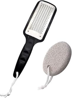 The Original Pumice Stone for Feet and Foot File Set – Rust-Resistant Stainless Steel Foot Scrubber, Scraper, or Callus Remover and Stone Help Smooth Rough, Dry Heels and Feet – Spa and Pedicure Items