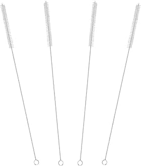Drinking Straw Cleaning Brushes Set 15" Extra Long 10mm Extra Wide Pipe Tube Cleaner Nylon Bristles Stainless Steel Handle - 15" x 3/8" (10mm) - Set of 4