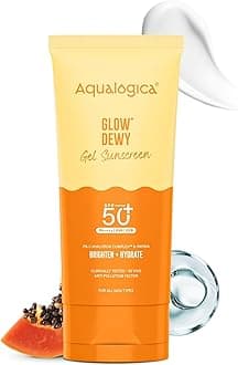 Glow+ Dewy Gel Sunscreen - 80 g | SPF 50+ PA++++ | In-Vivo Tested | New-age Filters | 12-Hour* Sun Protection | Tan Protection | For Bright & Hydrated Skin | Fragrance-Free & No White Cast | C-Hyaluron Complex™ & Papaya | Broad Spectrum UVA/B & Blue Light Protection | Lightweight | For Men & Women