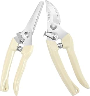 Premium garden shears, meperez pruning scissors gardening tools, pruners for flower, bushes, rose and fruit tree, use for florist, yard and orchard the plant clippers, sharp white steel anvil snips, 2
