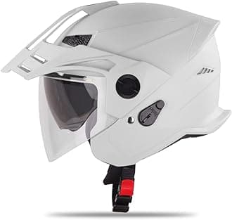 Steelbird Sbh-23 Gt Plus Open Face Isi Certified Motorcycling Helmet with Inner Sun Shield (Large 600 Mm, Dashing White)