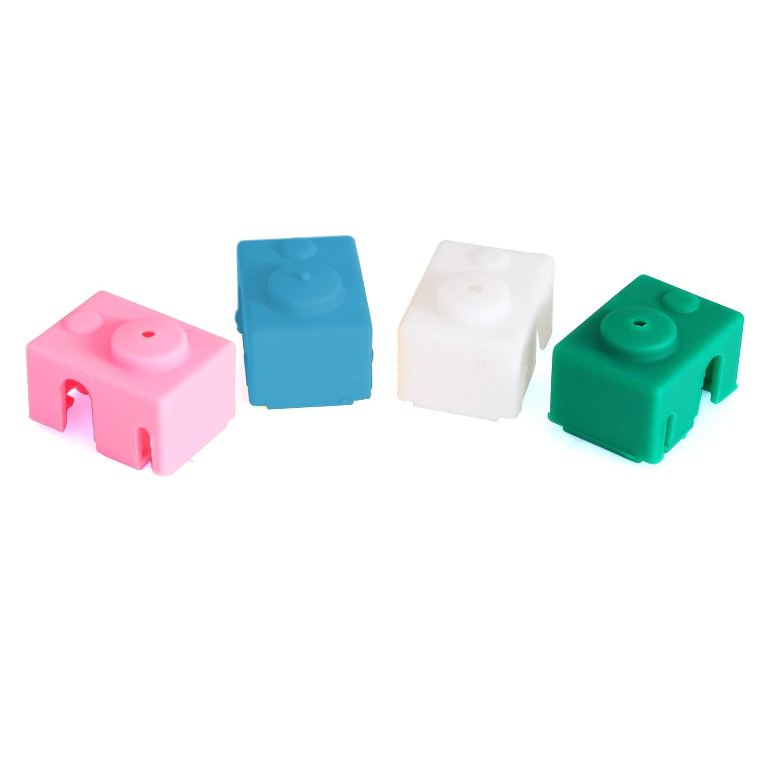 Silicone Sock Pro 3D Printer Part Hot End Block Protective Cover Case-Yellow, Green, Pink, White(4Pcs)