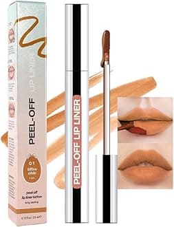 Matte Liquid Lip Stain Peel Off Lip liner Tattoo, Orange Brown Matte Peel Off Lip Stain, Long Lasting Waterproof Lipstick Lip Gloss Stain, Transfer-proof for All Skin Types 0.12 fl oz 01#