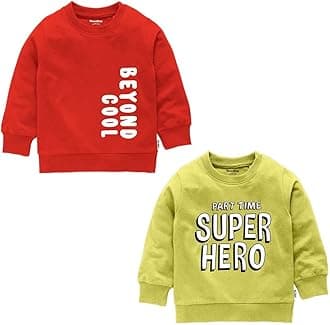 NammaBaby Boys' T-Shirt Chest Printed Full Sleeves Sweatshirt for Light Winters Pack of 2
