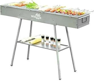 Charcoal Grills Commercial Quality Portable Hibachi BBQ Lamb Skewer Detachable‌ Camping Barbecue Grill for Backyard Outdoor Cooking Use(39.4x10.3x5.1 inch)