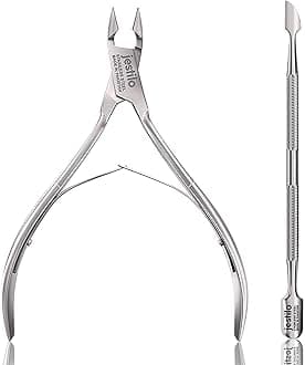 Cuticle Remover Tool Set with Cuticle Cutter and Cuticle Pusher - Stainless Steel Professional Cuticle Nipper and Pusher Nail Care Tools for Salon and Level Mani-Pedi at Home (Silver)