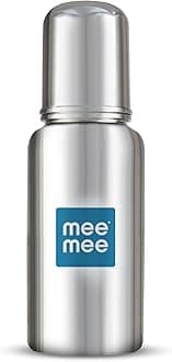 Mee Mee Baby Steel Feeding Bottle 240ml | Baby Milk Bottle with Advanced Anti Colic Valve, BPA Free, Soft Silicone Teat, Wide Neck for Babies/Infants/Newborns of 0-2 Years