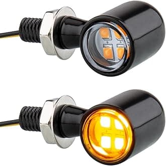 Motorcycle LED Mini Blinkers Small Turn Signals Light Micro Front Rear Indicator Compatible with Harley Davidson Honda Triumph Cruiser Choppers Street Bike (Clear-Amber)