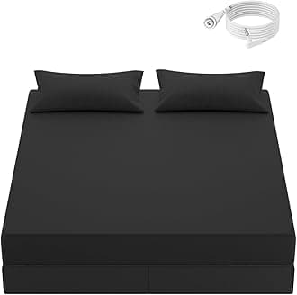 Grounding Sheets King Size, 10% Pure Silver Fiber + 90% Organic Cotton, Grounded Sheet Earth Connected Bedding Fitted Earth Sheets with Grounding Cord (Black, King)