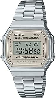 Casio Uni Digital Quartz Watch with Stainless Steel Strap A168WA-8AYES Silver Bracelet, Silver, Bracelet