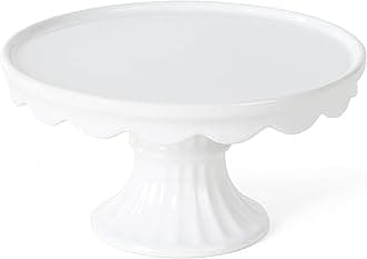 Patterson 10" x 5.1" White Round Stoneware Cake Stand